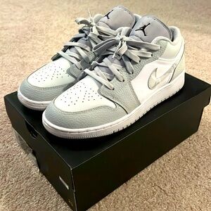 Camp grey Jordan one low. Size 7y